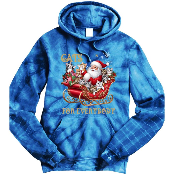 Cats For Everybody Xmas Funny Christmas Santa Gift Tie Dye Hoodie