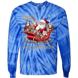 Cats For Everybody Xmas Funny Christmas Santa Gift Tie-Dye Long Sleeve Shirt