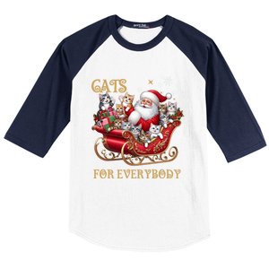 Cats For Everybody Xmas Funny Christmas Santa Gift Baseball Sleeve Shirt