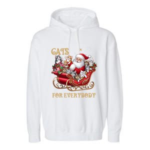 Cats For Everybody Xmas Funny Christmas Santa Gift Garment-Dyed Fleece Hoodie