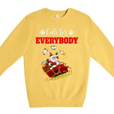 Cats For Everybody Christmas Cat Funny Xmas Santa  Premium Crewneck Sweatshirt