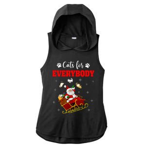 Cats For Everybody Christmas Cat Funny Xmas Santa  Ladies PosiCharge Tri-Blend Wicking Draft Hoodie Tank