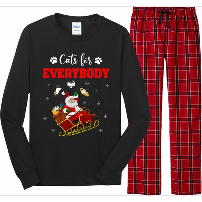 Cats For Everybody Christmas Cat Funny Xmas Santa  Long Sleeve Pajama Set