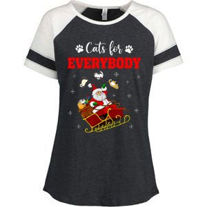 Cats For Everybody Christmas Cat Funny Xmas Santa  Enza Ladies Jersey Colorblock Tee