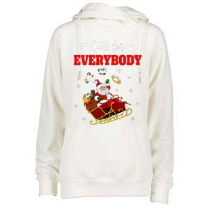 Cats For Everybody Christmas Cat Funny Xmas Santa  Womens Funnel Neck Pullover Hood