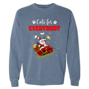 Cats For Everybody Christmas Cat Funny Xmas Santa  Garment-Dyed Sweatshirt