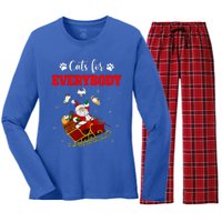 Cats For Everybody Christmas Cat Funny Xmas Santa  Women's Long Sleeve Flannel Pajama Set 