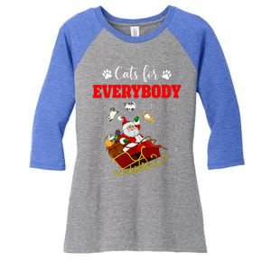 Cats For Everybody Christmas Cat Funny Xmas Santa  Women's Tri-Blend 3/4-Sleeve Raglan Shirt