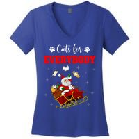 Cats For Everybody Christmas Cat Funny Xmas Santa  Women's V-Neck T-Shirt