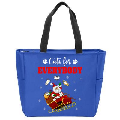 Cats For Everybody Christmas Cat Funny Xmas Santa  Zip Tote Bag