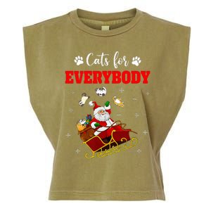 Cats For Everybody Christmas Cat Funny Xmas Santa  Garment-Dyed Women's Muscle Tee