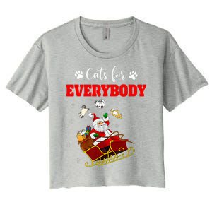 Cats For Everybody Christmas Cat Funny Xmas Santa  Women's Crop Top Tee