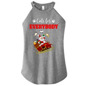 Cats For Everybody Christmas Cat Funny Xmas Santa  Women's Perfect Tri Rocker Tank