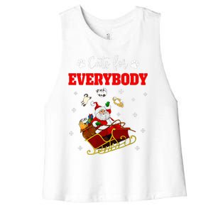 Cats For Everybody Christmas Cat Funny Xmas Santa  Women's Racerback Cropped Tank