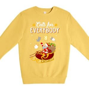 Cats For Everybody Cat Christmas Ugly Christmas Funny Gift Premium Crewneck Sweatshirt