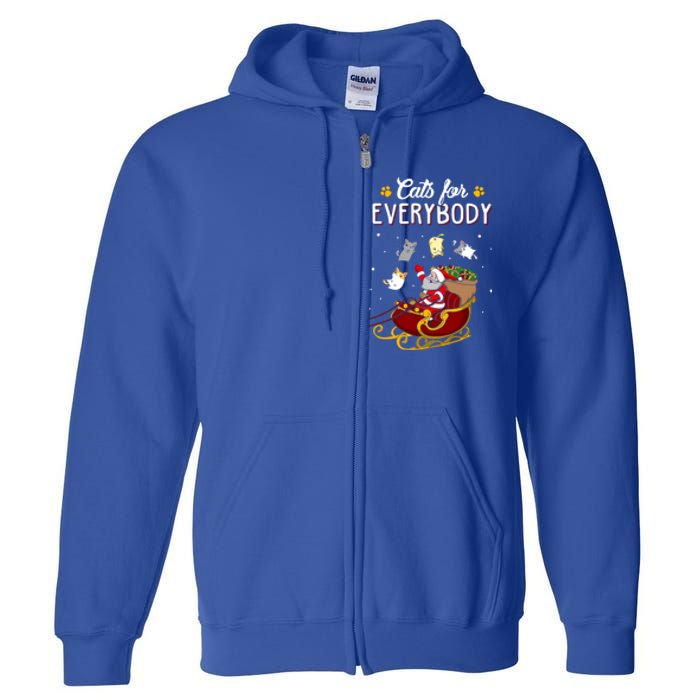 Cats For Everybody Cat Christmas Ugly Christmas Funny Gift Full Zip Hoodie