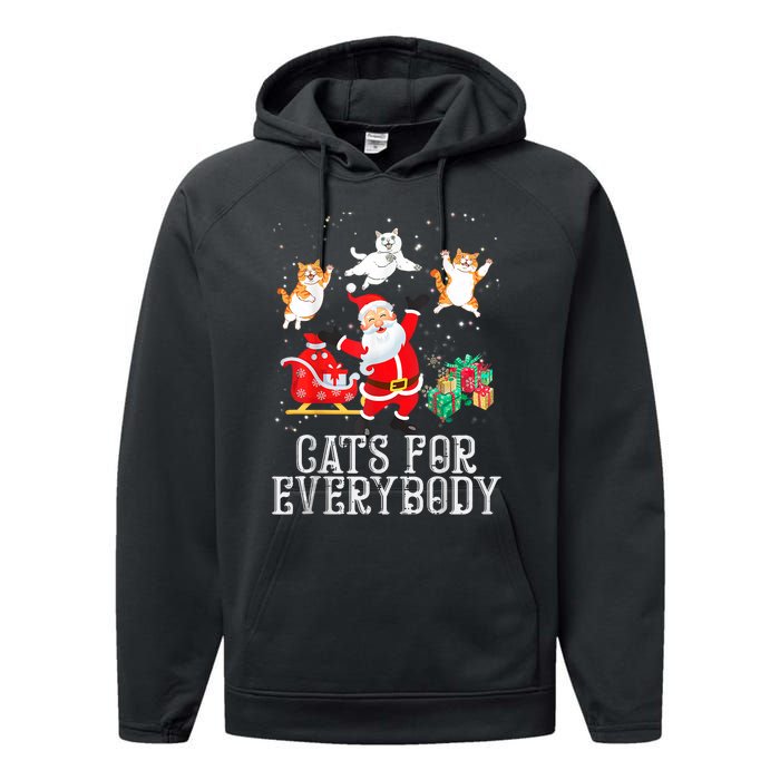 Cats For Everybody Christmas Cat Funny Xmas Women Santa Tank Top Performance Fleece Hoodie