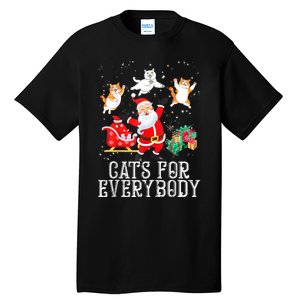 Cats For Everybody Christmas Cat Funny Xmas Women Santa Tank Top Tall T-Shirt