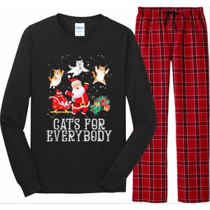 Cats For Everybody Christmas Cat Funny Xmas Women Santa Tank Top Long Sleeve Pajama Set