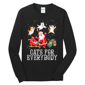 Cats For Everybody Christmas Cat Funny Xmas Women Santa Tank Top Tall Long Sleeve T-Shirt