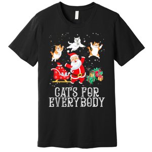 Cats For Everybody Christmas Cat Funny Xmas Women Santa Tank Top Premium T-Shirt