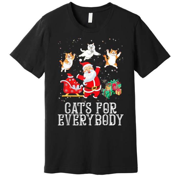 Cats For Everybody Christmas Cat Funny Xmas Women Santa Tank Top Premium T-Shirt