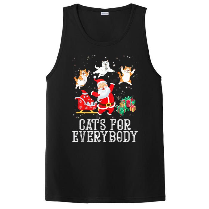 Cats For Everybody Christmas Cat Funny Xmas Women Santa Tank Top PosiCharge Competitor Tank