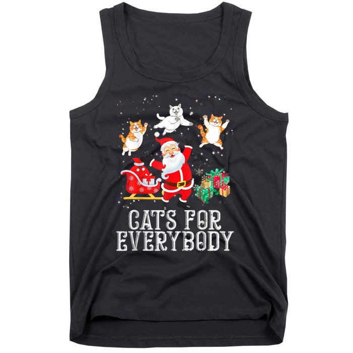 Cats For Everybody Christmas Cat Funny Xmas Women Santa Tank Top Tank Top