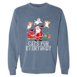 Cats For Everybody Christmas Cat Funny Xmas Women Santa Tank Top Garment-Dyed Sweatshirt