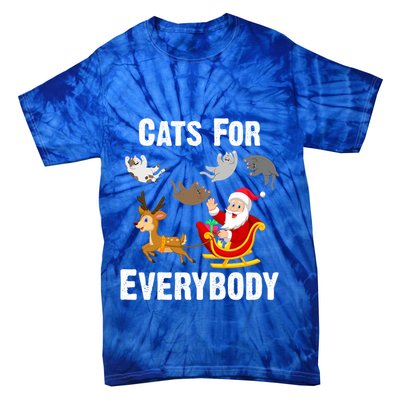 Cats For Everybody Xmas Cat Funny Santa Christmas Gift Tie-Dye T-Shirt