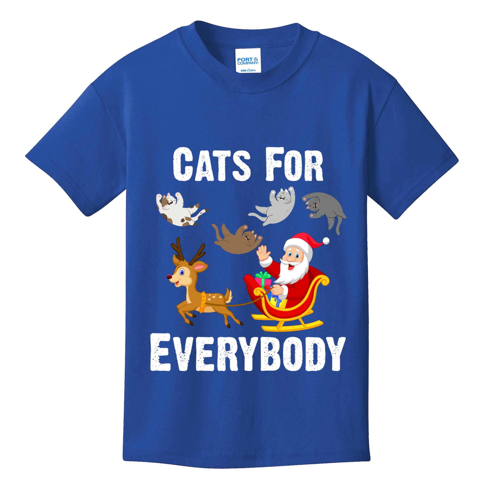 Cats For Everybody Xmas Cat Funny Santa Christmas Gift Kids T-Shirt