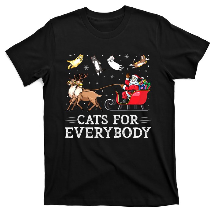 Cats For Everybody Christmas Cat Funny Xmas Women Santa T-Shirt