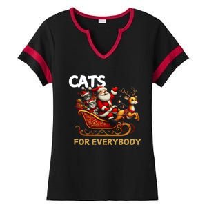 Cats For Everybody Xmas Santa Funny Cute Gift Ladies Halftime Notch Neck Tee