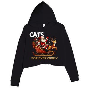 Cats For Everybody Xmas Santa Funny Cute Gift Crop Fleece Hoodie