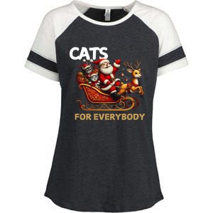 Cats For Everybody Xmas Santa Funny Cute Gift Enza Ladies Jersey Colorblock Tee