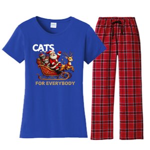 Cats For Everybody Xmas Santa Funny Cute Gift Women's Flannel Pajama Set