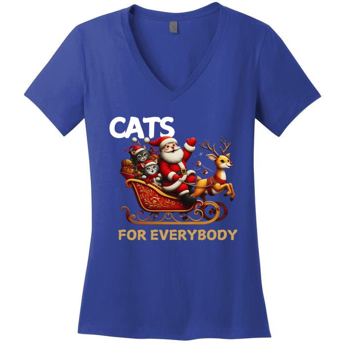 Cats For Everybody Xmas Santa Funny Cute Gift Women's V-Neck T-Shirt