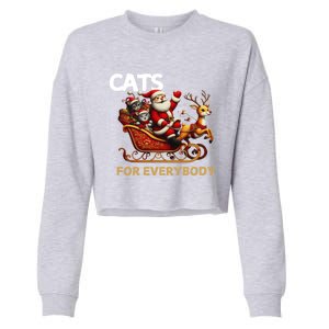 Cats For Everybody Xmas Santa Funny Cute Gift Cropped Pullover Crew