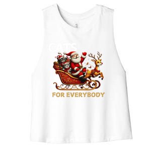 Cats For Everybody Xmas Santa Funny Cute Gift Women's Racerback Cropped Tank