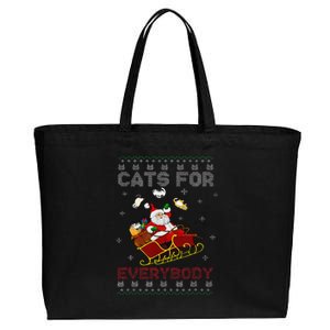 Cats For Everybody Cat Xmas Santa Ugly Christmas Sweater Cotton Canvas Jumbo Tote