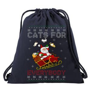 Cats For Everybody Cat Xmas Santa Ugly Christmas Sweater Drawstring Bag