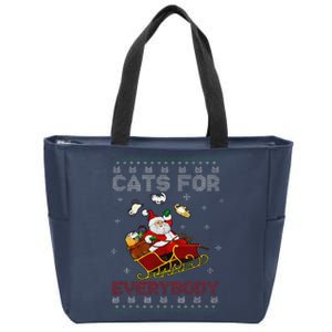 Cats For Everybody Cat Xmas Santa Ugly Christmas Sweater Zip Tote Bag