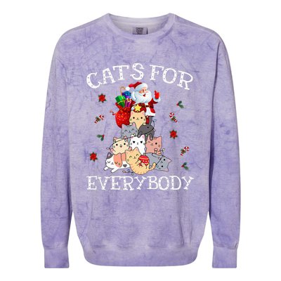 Cats For Everybody Christmas Cat Funny Santa Xmas Pajama  Colorblast Crewneck Sweatshirt