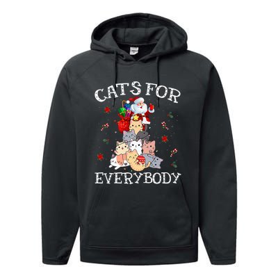 Cats For Everybody Christmas Cat Funny Santa Xmas Pajama  Performance Fleece Hoodie