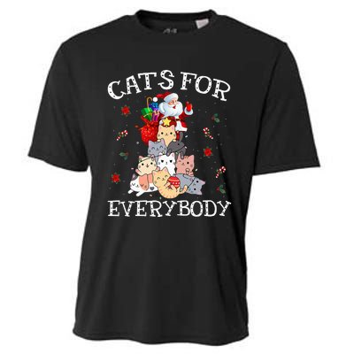 Cats For Everybody Christmas Cat Funny Santa Xmas Pajama  Cooling Performance Crew T-Shirt