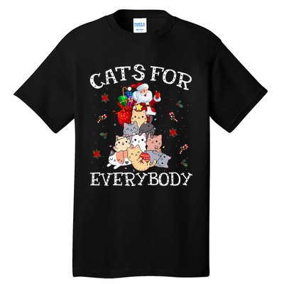 Cats For Everybody Christmas Cat Funny Santa Xmas Pajama  Tall T-Shirt