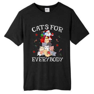 Cats For Everybody Christmas Cat Funny Santa Xmas Pajama  Tall Fusion ChromaSoft Performance T-Shirt