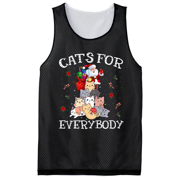 Cats For Everybody Christmas Cat Funny Santa Xmas Pajama  Mesh Reversible Basketball Jersey Tank