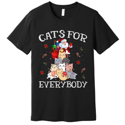 Cats For Everybody Christmas Cat Funny Santa Xmas Pajama  Premium T-Shirt