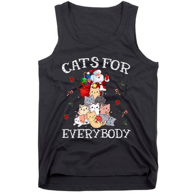 Cats For Everybody Christmas Cat Funny Santa Xmas Pajama  Tank Top